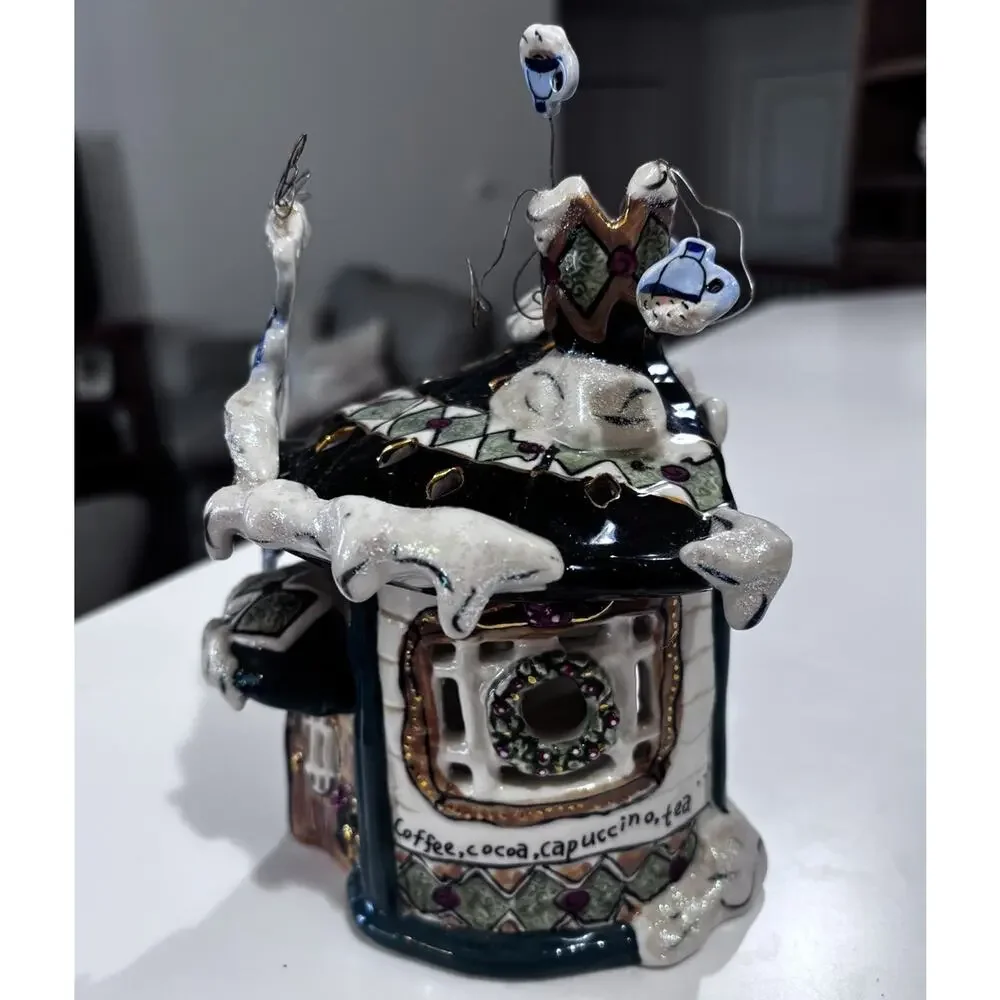 Blue Sky Clayworks Heather Goldminc Cozy Corner Cafe Tealight Candle Holder
